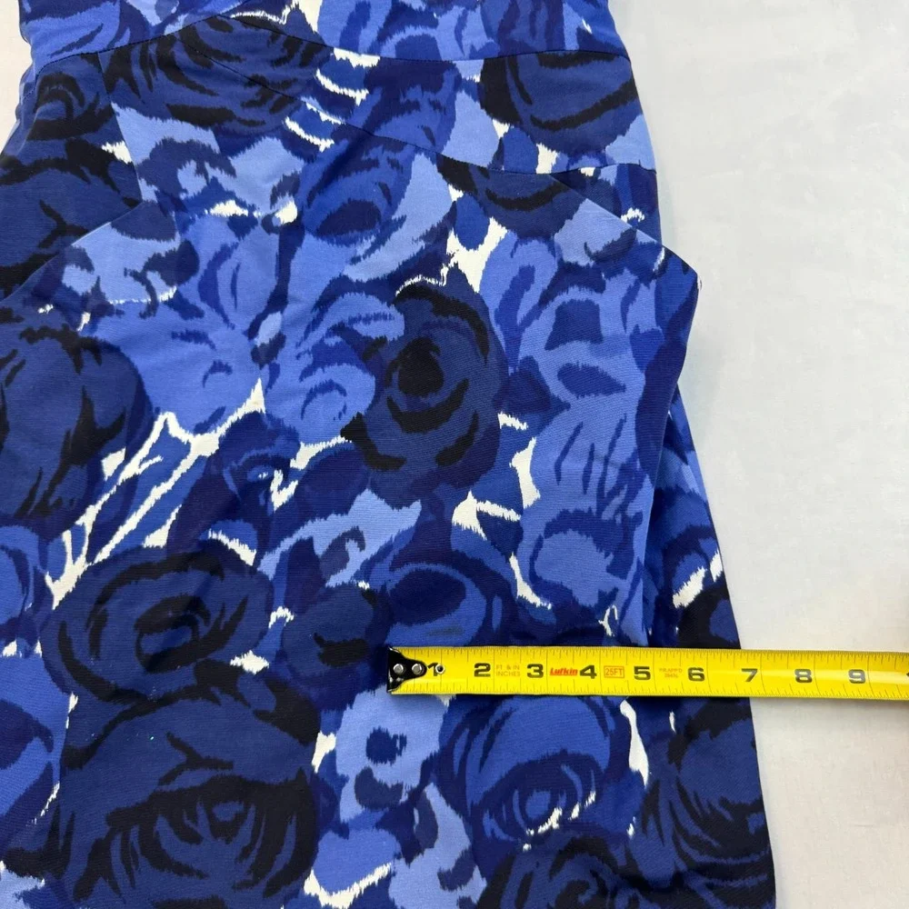 Ann Taylor Strapless Sheath Dress Womens Petite 00P Blue Floral Lined Sleeveless